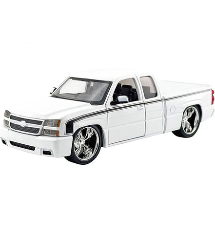 2006 Chevrolet Silverado Custom Pickup Truck White with Black Stripes "Die-Cast Collection" Series 1/25 Diecast Model Car
