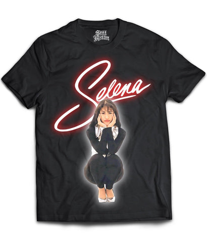 Selena Red Neon Script T-Shirt