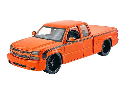 2006 Chevrolet Silverado Custom Pickup Truck Orange Metallic with Black Stripes "Die-Cast Collection" Series 1/25 Diecast Model Car