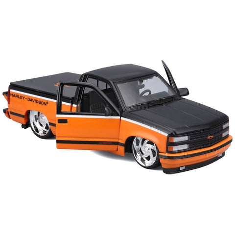 1993 Chevrolet 454 SS Pickup Truck "Harley Davidson" Black and Orange "H-D Custom" Series 1/24 Diecast Model Car
